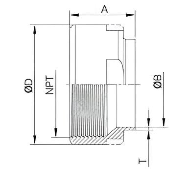 Sanitary Female 22MP clamped pipe adaptor