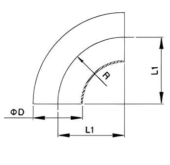 Sanitary 2WCL Butt weld 90D short