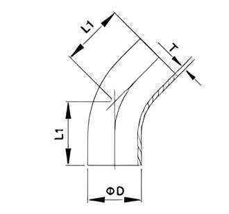 Stainless Steel L2KS BW 45° Long Bend