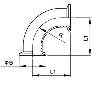 90° 2CMP clamped stainless steel sanitary bend