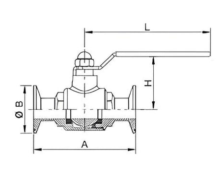 Clamped Two Way Ball Valve