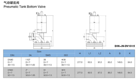 Pneumatic Tank Outlet Diaphragm Valve