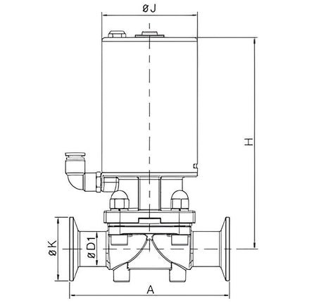 Pneumatic Membrane Valve with SS Actuator