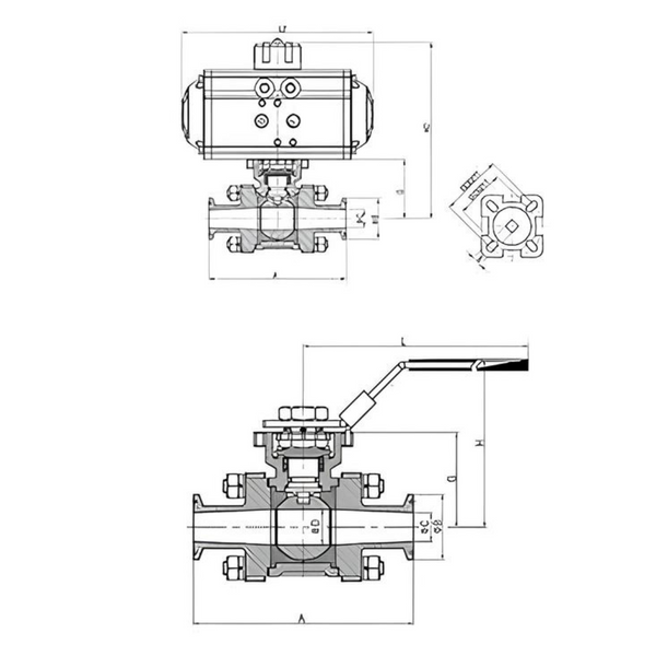 Hygienic 3-Piece Ball Valve