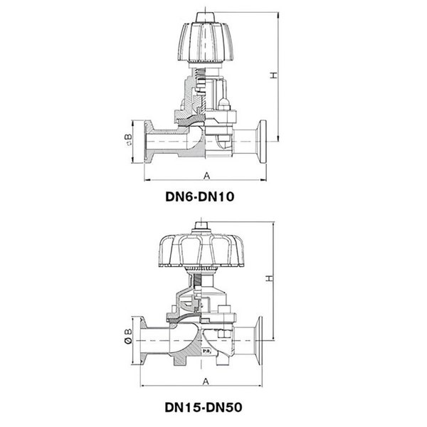 Manual Two-way Diaphragm Valve with Drain