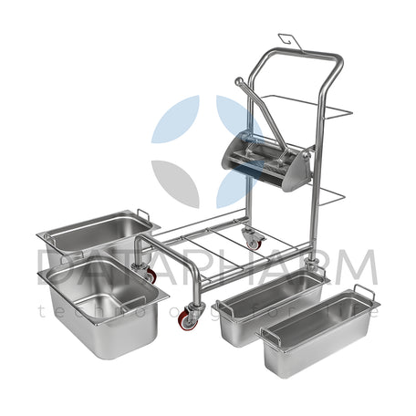 Systemowy wózek do sprzątania pomieszczeń czystych 