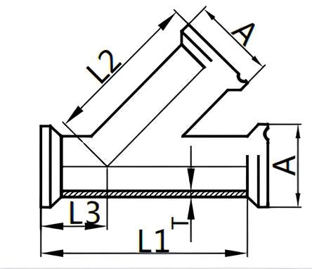 28AMP Tri-Clamp Lateral Y Tee