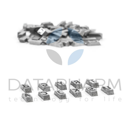 Numbers and symbols for batch marking on nebula-type plastic ampoules