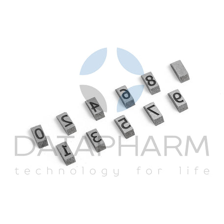 Numbers and symbols for batch marking on nebula-type plastic ampoules