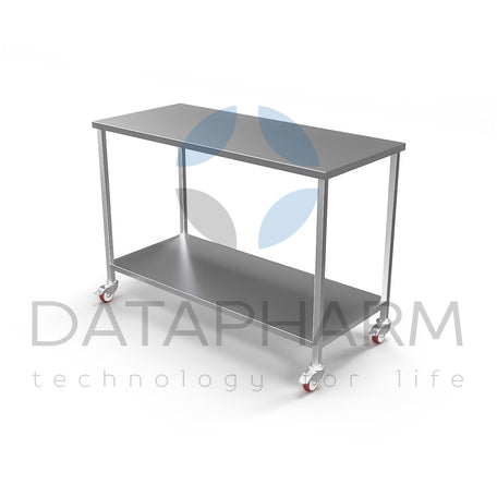 Mobile stainless steel table with shelf