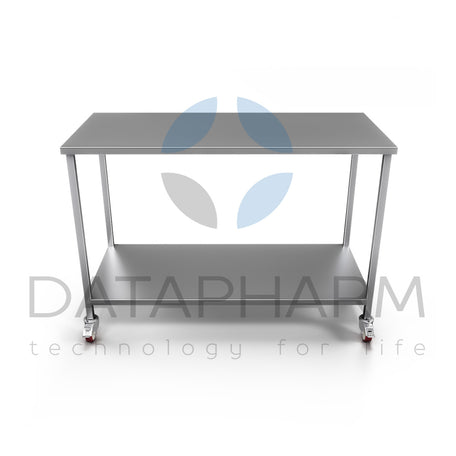 Mobile stainless steel table with shelf