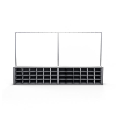 One-Sided Pharmaceutical Bench with Compartments and Vertical Rack