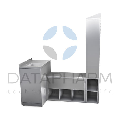 Sanitary Airlock with Transition Bench, Sink, and Extension Rack