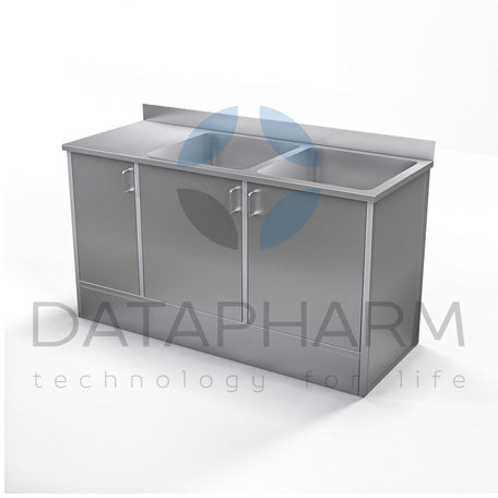 Sink cabinet with two washing sections and worktop