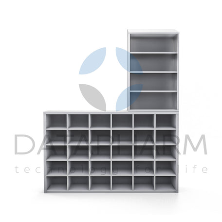 Wall-Mounted Bench with Compartments and Side Rack