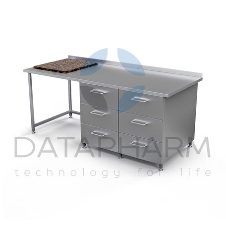 Pharmaceutical Table with Anti-Vibration Plate, Solid Top and Drawers