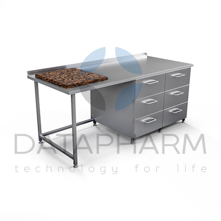 Pharmaceutical Table with Anti-Vibration Plate, Solid Top and Drawers