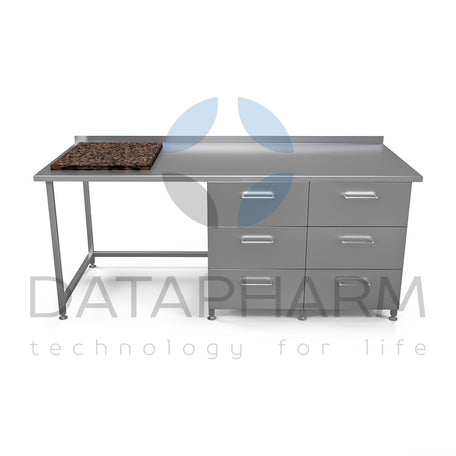 Pharmaceutical Table with Anti-Vibration Plate, Solid Top and Drawers