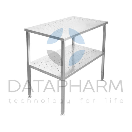 Stainless Steel Table with Perforated Top and Shelf