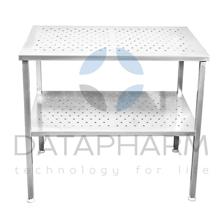 Stainless Steel Table with Perforated Top and Shelf