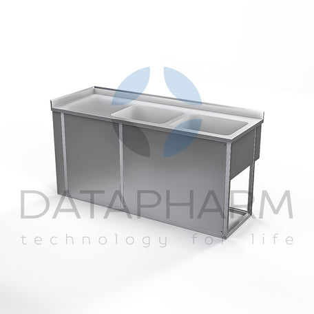 Two-compartment stainless steel pharmaceutical sink