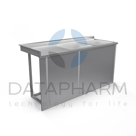 Two-compartment stainless steel pharmaceutical sink