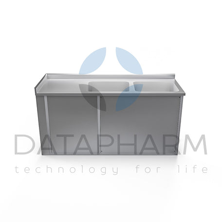 Two-compartment stainless steel pharmaceutical sink