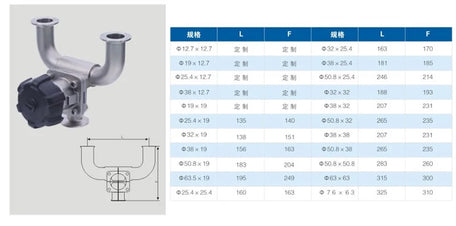 Stainless Steel Hygienic Rade U Type Manual Diaphragm Valve