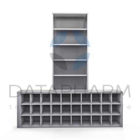 Wall-Mounted Stainless Steel Bench with Compartments and Rack
