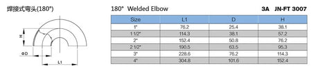 Stainless Steel 2WU BW 180° Elbow